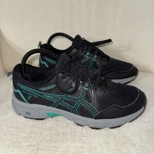 ASICS Shoes Womens 8.5 GEL Venture 8 Black Teal Trail Running 1012B230
